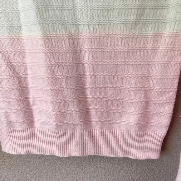 Freshman Colorblock Pink White Knit V-Neck Girls Long Sleeve Sweater Medium 8/10 - Picture 6 of 9